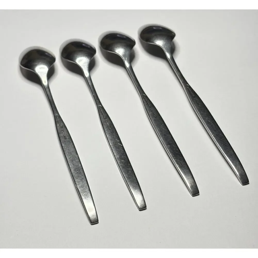 Oneida Community CELEBRITY Stainless 4 Iced Tea Spoons MCM w/ White Stars